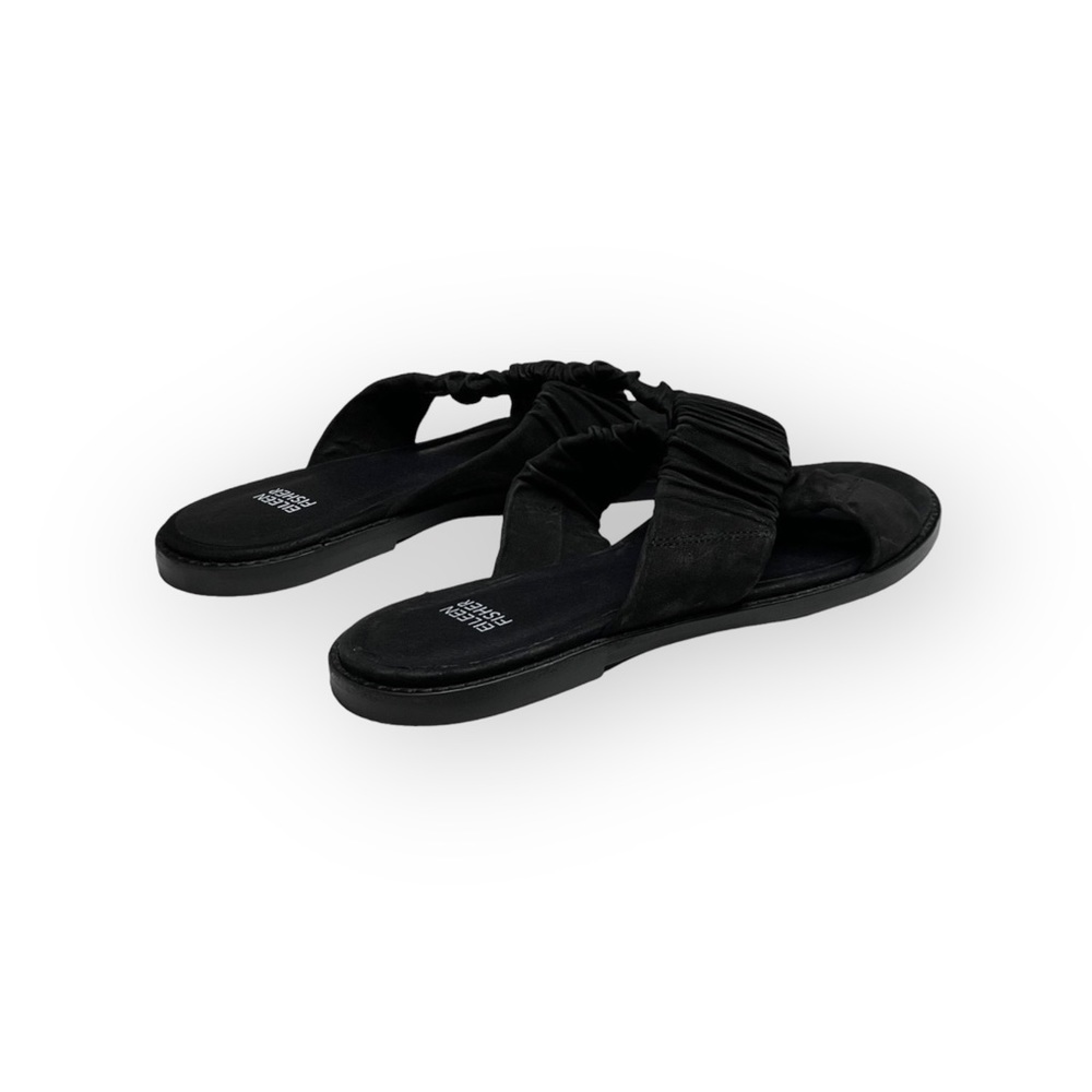 new Eileen Fisher  Cross Slide Easy to Wear Flat Leather Sandal  Black  9M - Picture 3 of 16